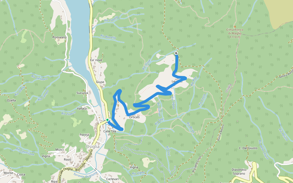 Osiglia - Levratti walking route map in Osiglia
