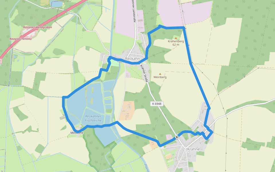 Rochow Wanderweg walking route map in Kloster Lehnin
