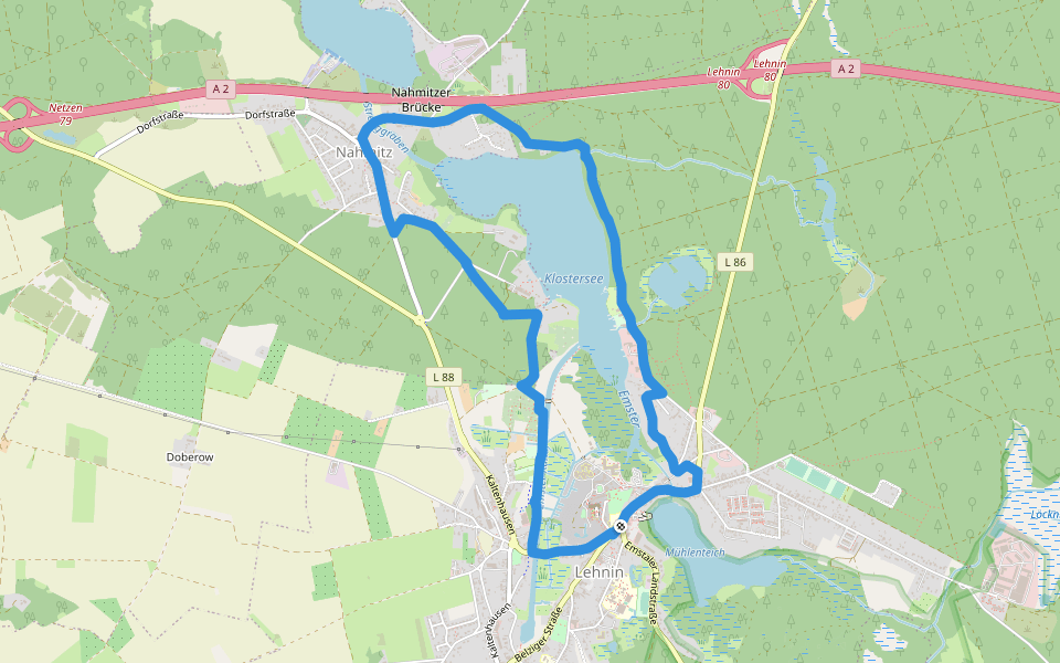 Rundweg Klostersee Lehnin walking route map in Kloster Lehnin