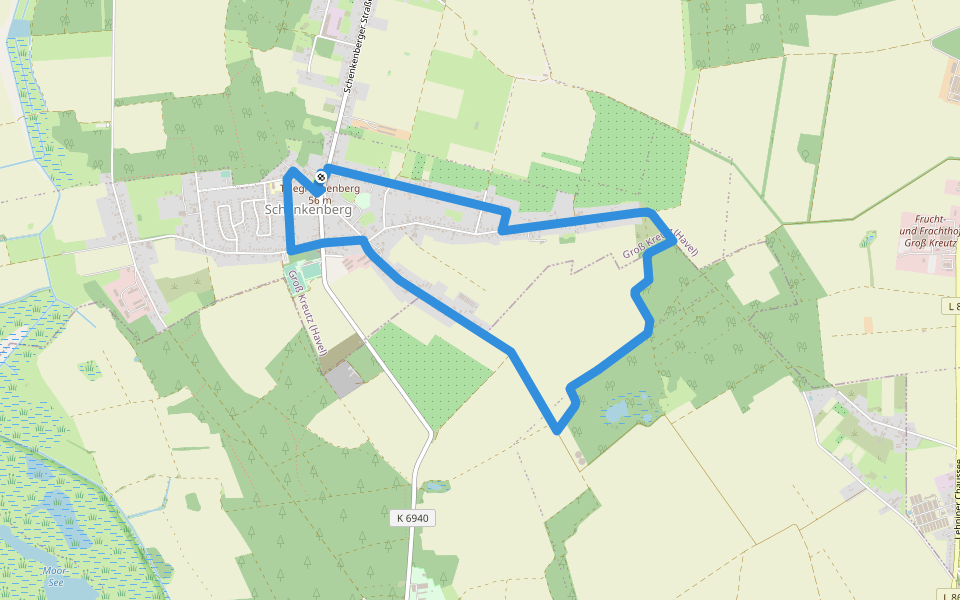 Telegraphenrundweg walking route map in Groß Kreutz (Havel)