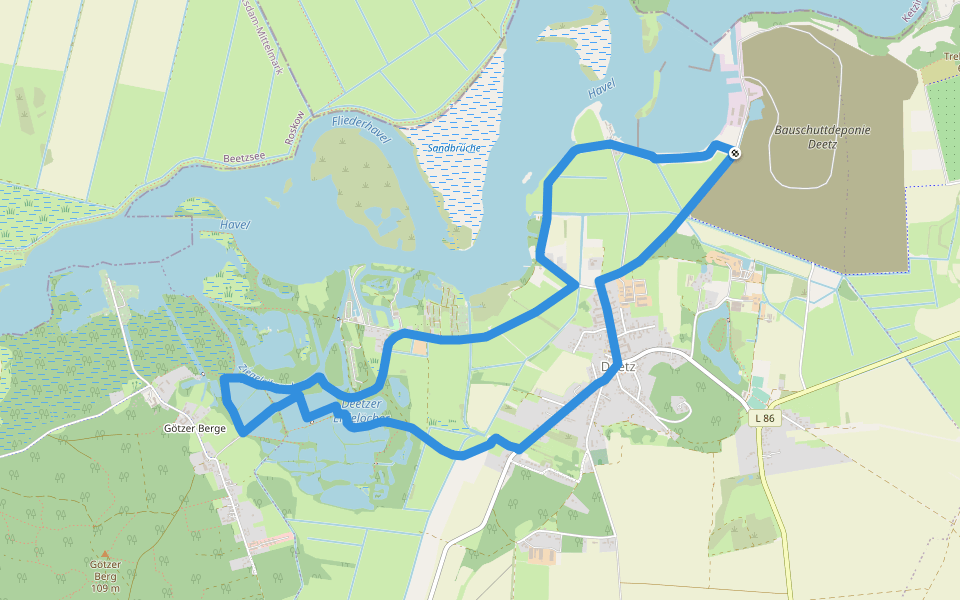 Ziegeleirundwanderweg walking route map in Groß Kreutz (Havel)