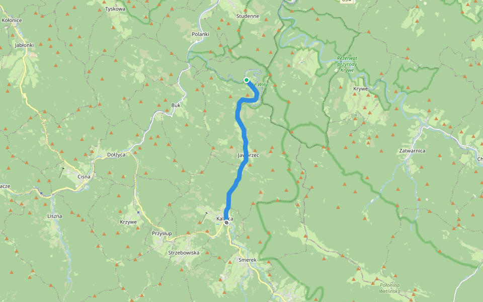 Ścieżka "Sine Wiry" - Kalnica walking route map in Zawój