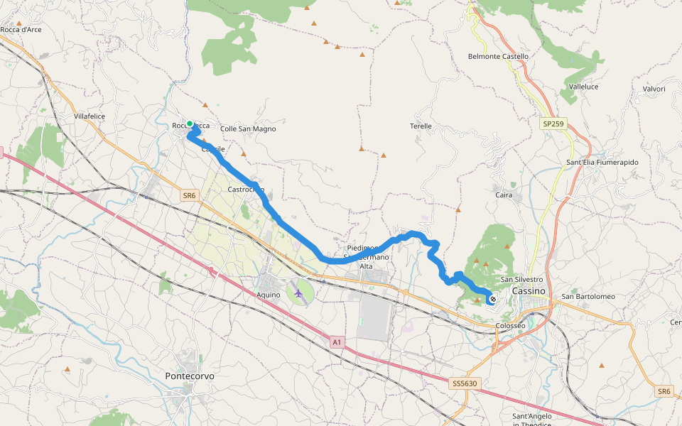 Cammino di San Benedetto - Tappa 16 walking route map in Roccasecca