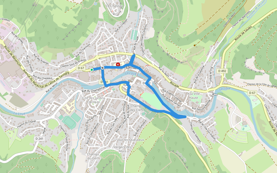 Parcours de Vie walking route map in Ornans