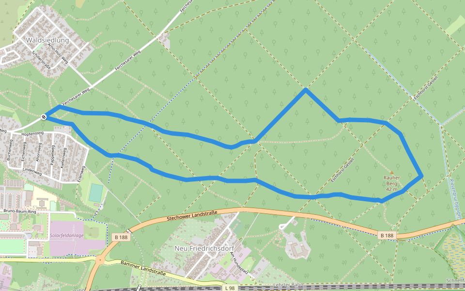 Laufstrecken im Rathenower Stadtforst walking route map in Rathenow
