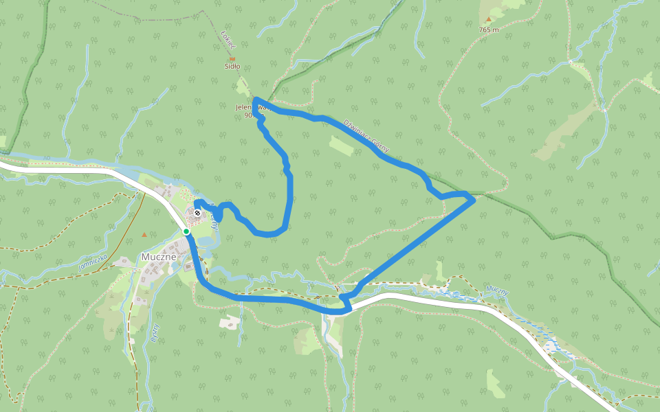 Muczne - wieża widokowa walking route map in Muczne