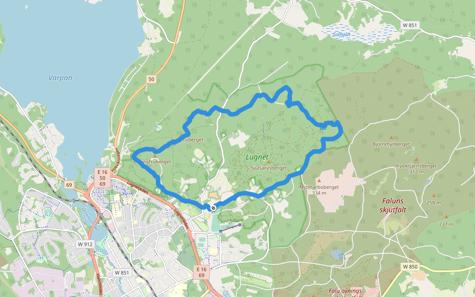 Bergsstigen walking route map in Falun