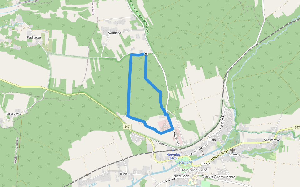 Ścieżka przyrodniczo dydaktyczna "Za Niwą" walking route map in Horyniec-Zdrój