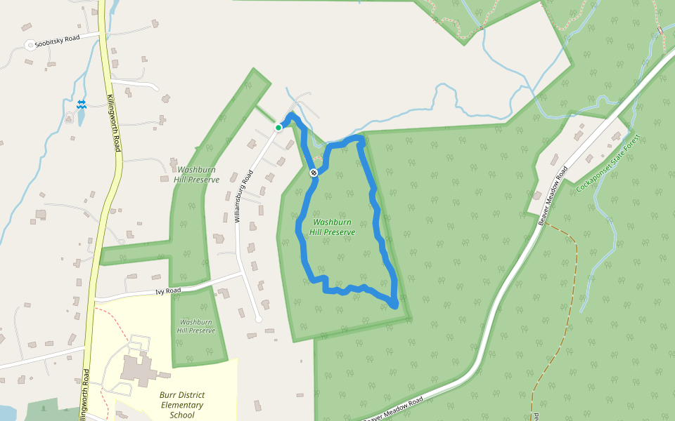 Washburn Trail walking route map in Haddam