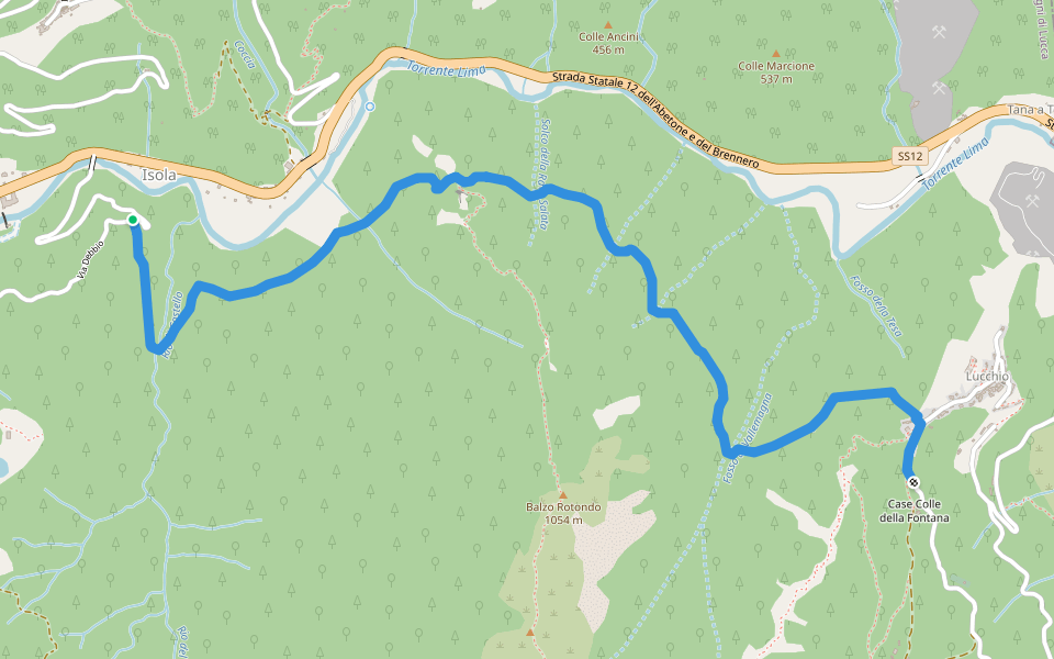 Via della Sambuca walking route map in Giardinetto-ponte Maggio