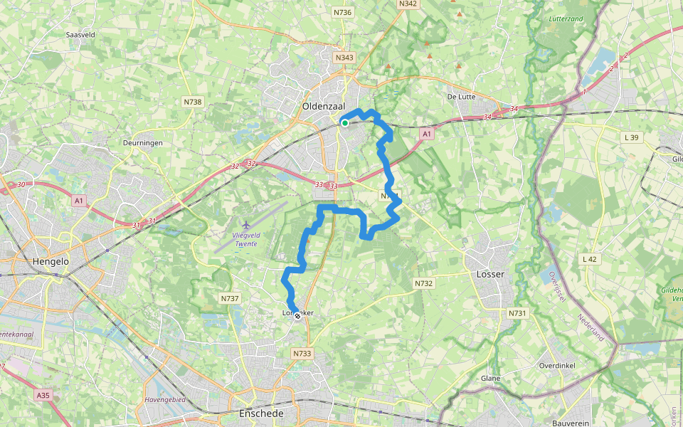 Overijssels Havezatenpad - 01 walking route map in Oldenzaal