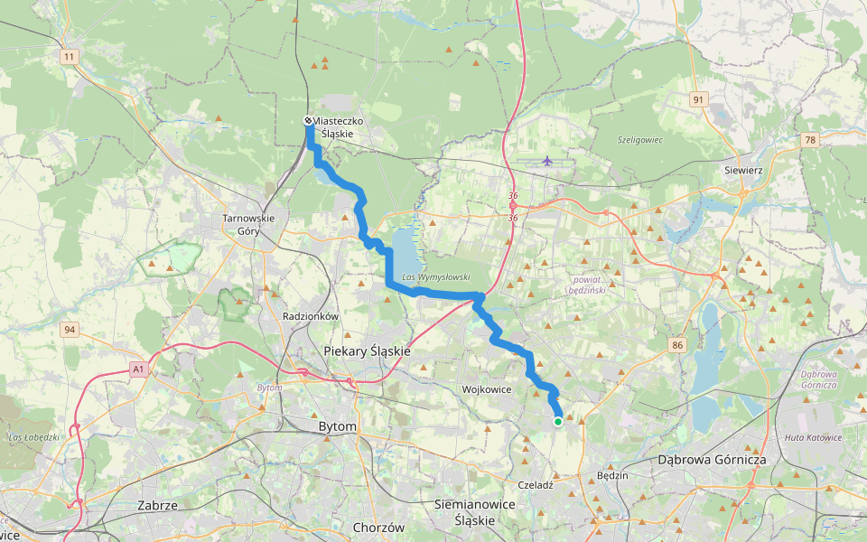 Szlak Świerklaniecki walking route map in Będzin