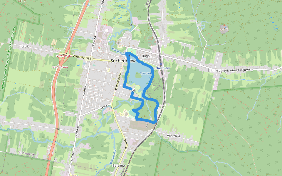 Nordic Walking Park Suchedniów walking route map in Suchedniów