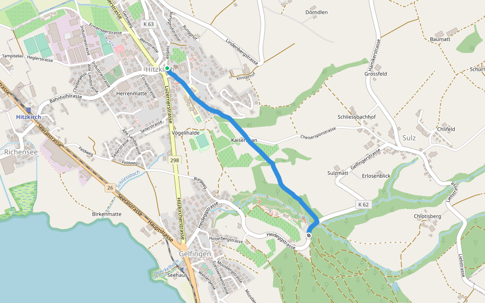 Hitzkirch - Schloss Heidegg walking route map in Hitzkirch