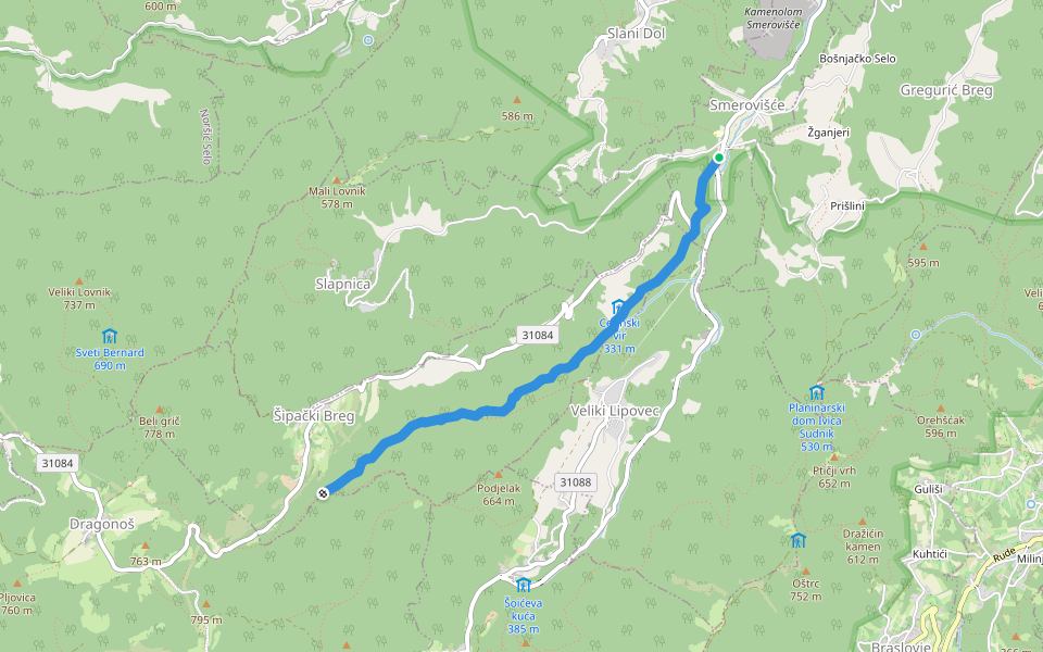 Smerovišće - Cerinski vir - do puta 57 walking route map in Smerovišće