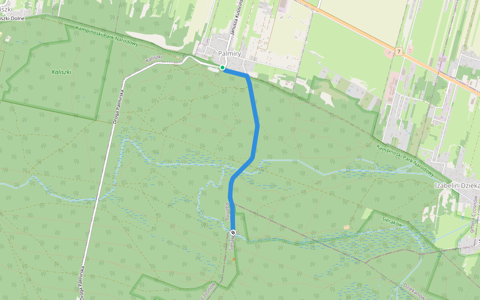 Szlak im. Antoniego Trębickiego walking route map in Palmiry