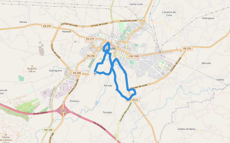 Encostas do Cadoiço walking route map in Loulé