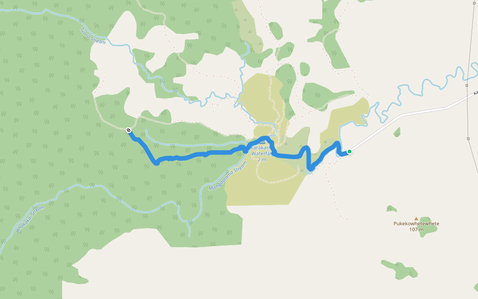 Karakariki Track walking route map in Whatawhata