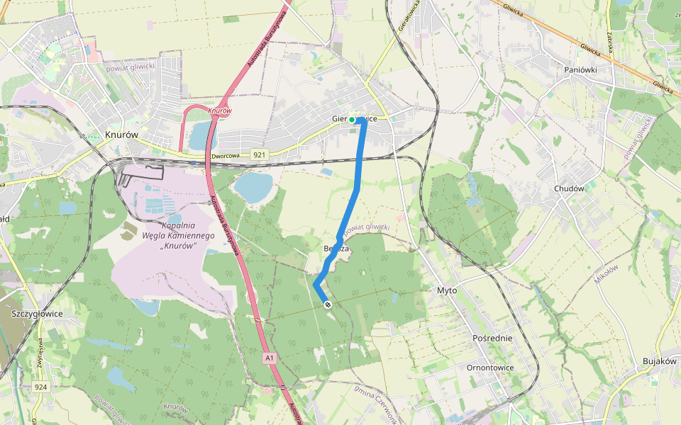 Szlak Bekszański walking route map in Gierałtowice