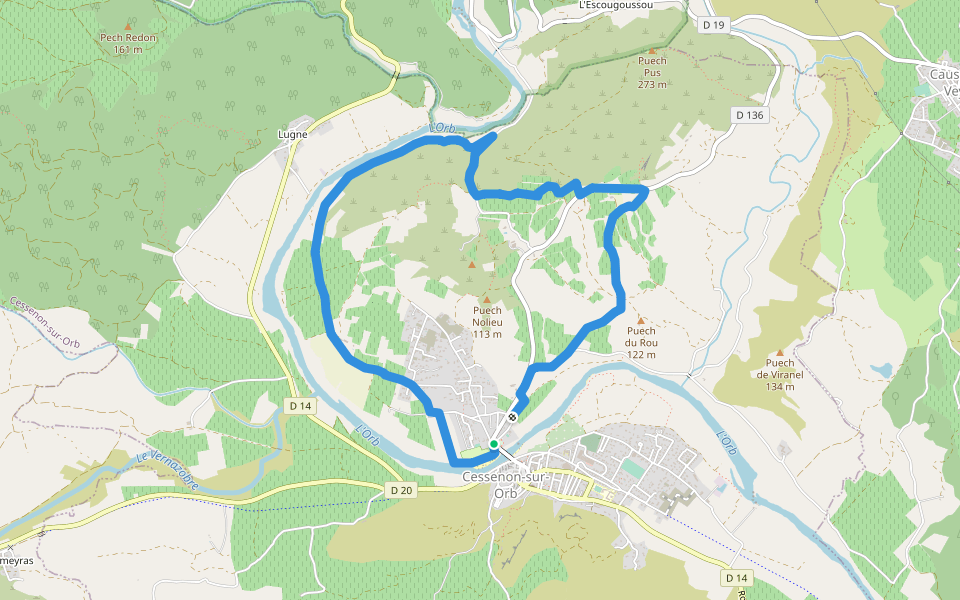 Coumiac walking route map in Cessenon-sur-Orb