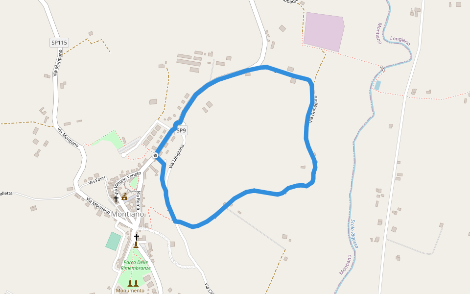 Anello della Lumaca walking route map in Montiano