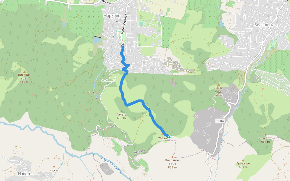 Марково - Калоянов връх walking route map in Galabovo