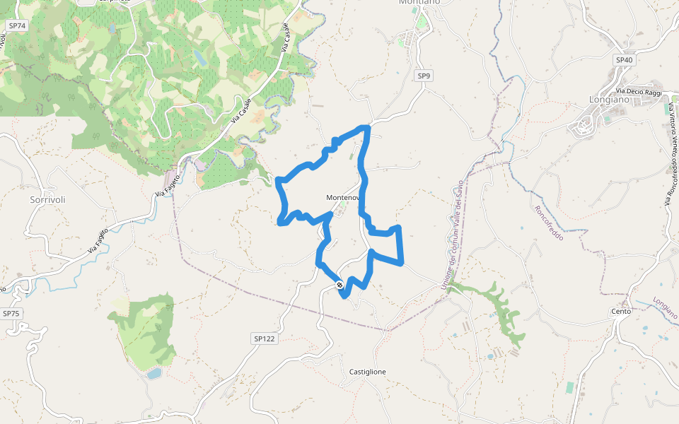 Anello della Poesia walking route map in Montenovo