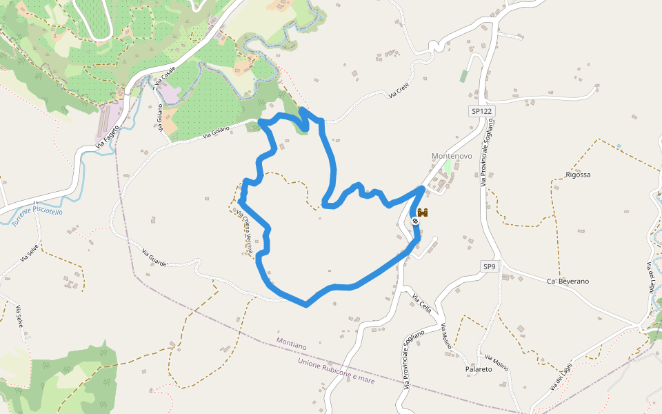 Anello della Memoria walking route map in Montenovo