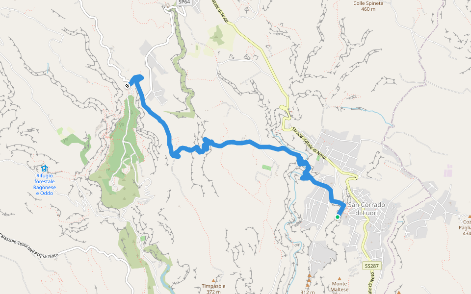 San Corrado di Fuori - Noto Antica walking route map in San Corrado di Fuori