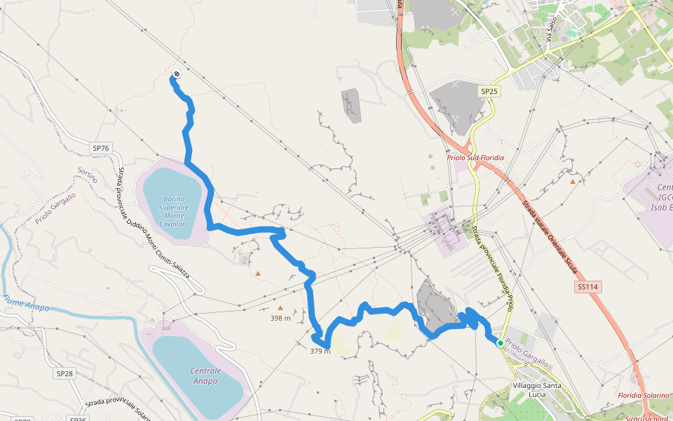 Monte Climiti walking route map in Contrada Biggemi