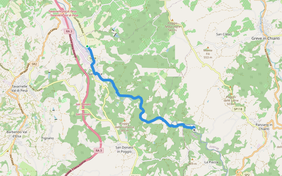 Percorso BT1 CAI 461 Percorso della Pesa walking route map in Sambuca