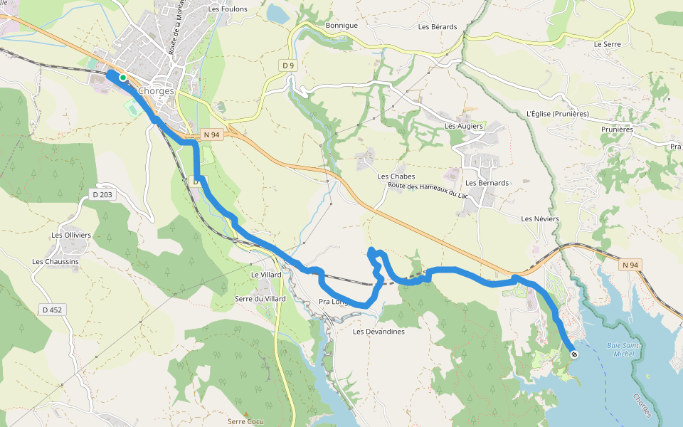 Chorges SNCF=>Baie Saint-Michel walking route map in Chorges