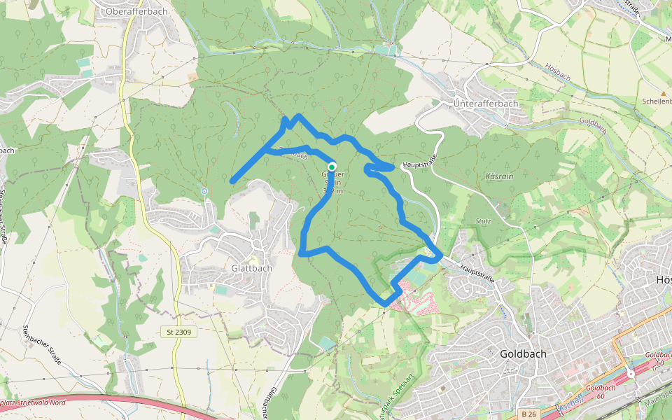 Roter Hase, Rundwanderweg Glattbach (Waldspielplatz) walking route map in Goldbach