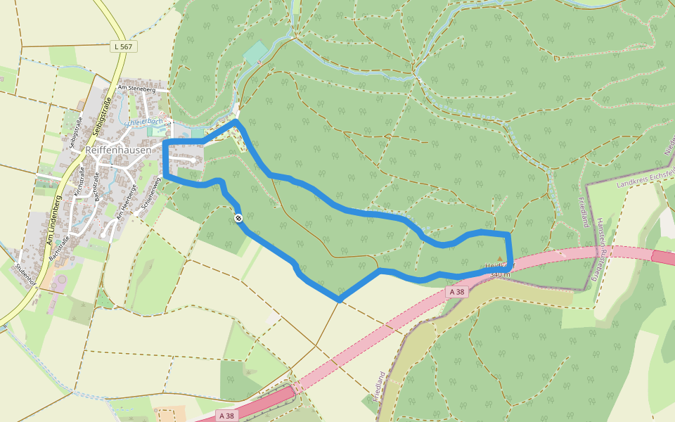 Reiffenhausen Blau walking route map in Friedland