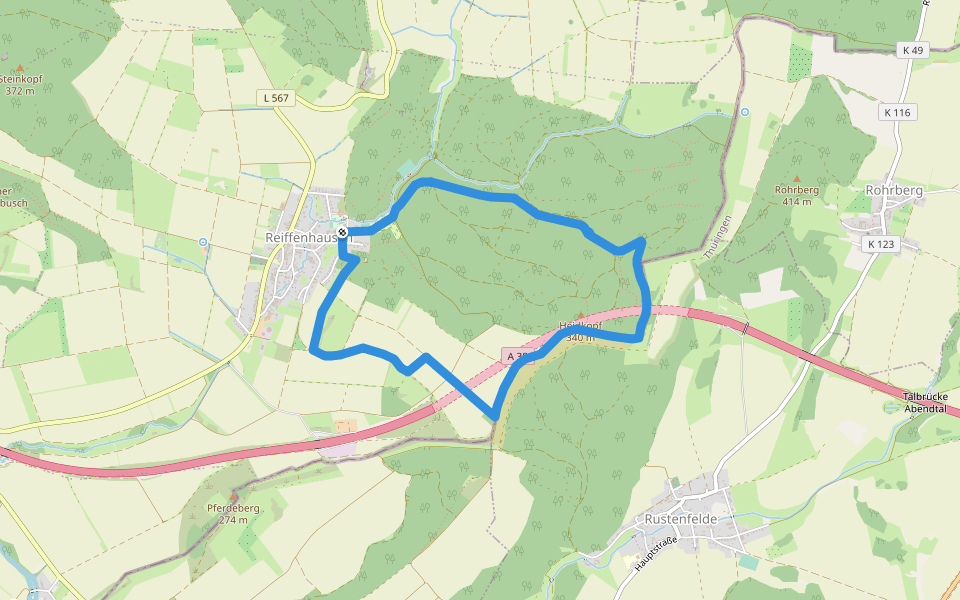 Reiffenhausen Gelb walking route map in Friedland