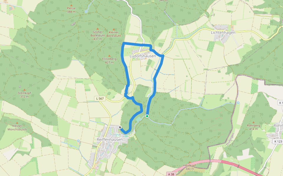 Reiffenhausen Weiß walking route map in Friedland