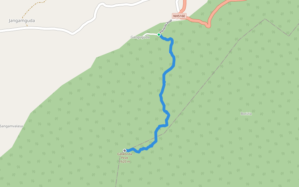 Galikonda Trail walking route map in Rampalle