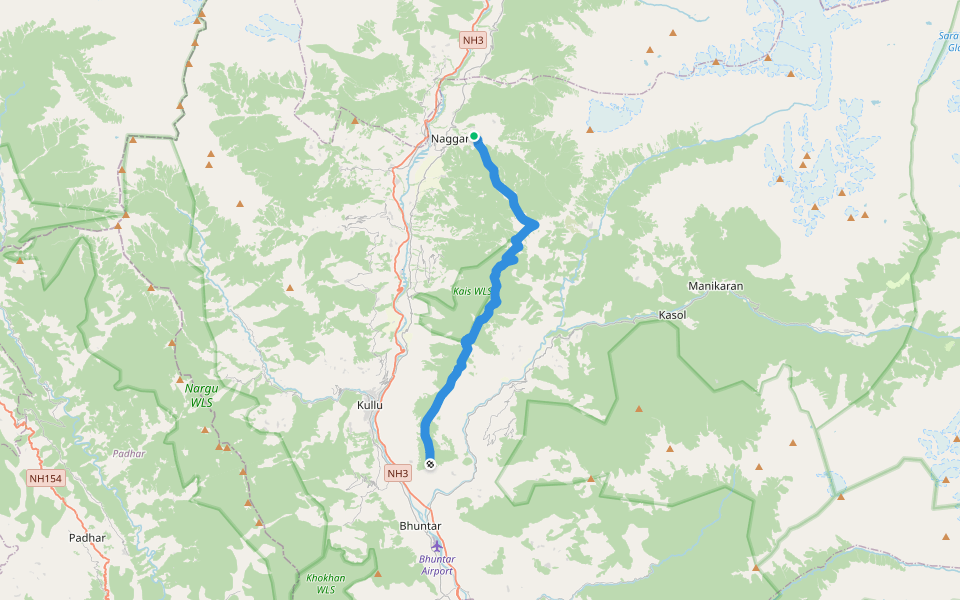 Rumsu to Bijli Mahadev walking route map in Rumsu