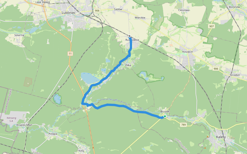 Czarny szlak Brusiek - Rusinowice walking route map in Brusiek