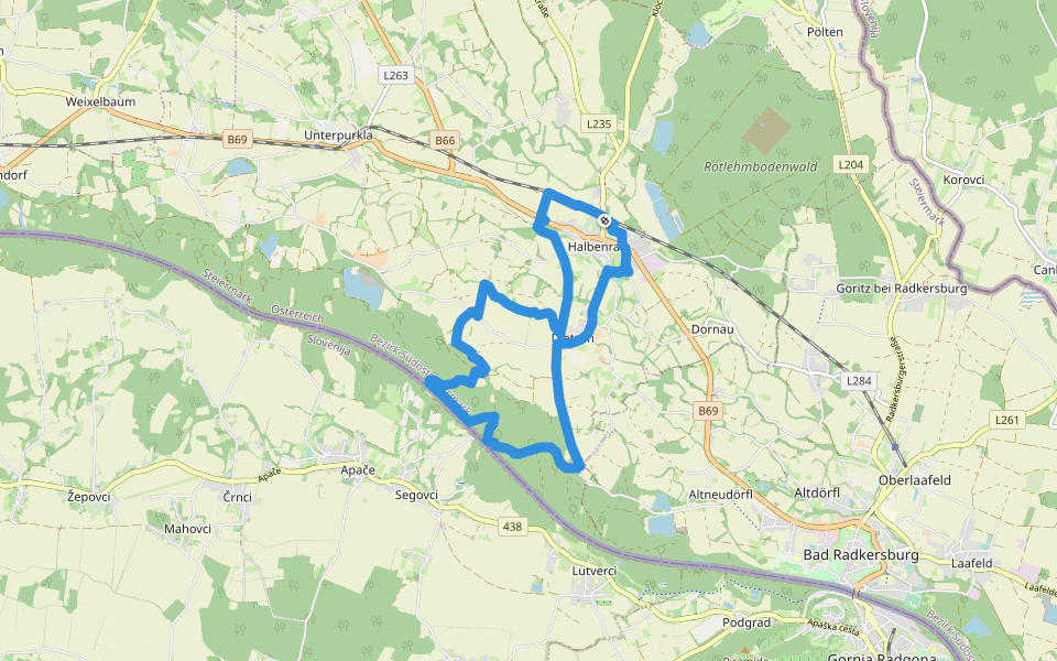 murauen.weg walking route map in Halbenrain