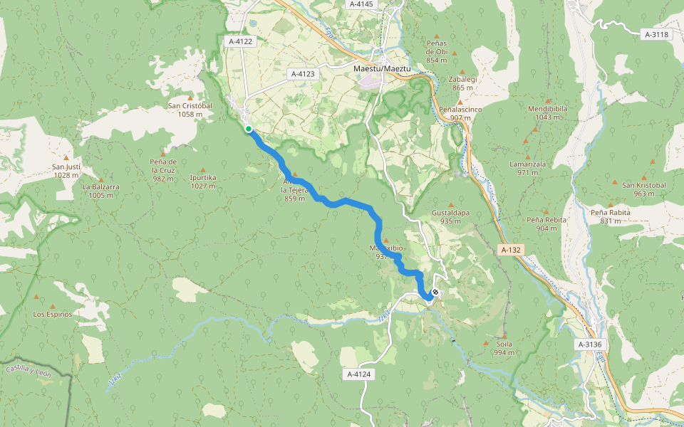 Larrabila walking route map in Apellaniz