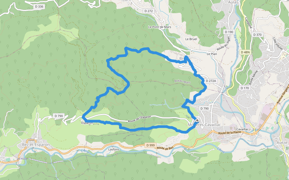 Sur la route des Rutènes walking route map in Molières-Cavaillac