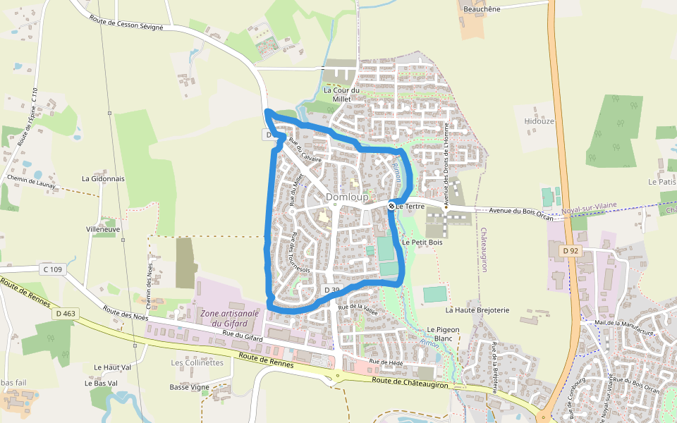 La Ceinture Verte walking route map in Domloup