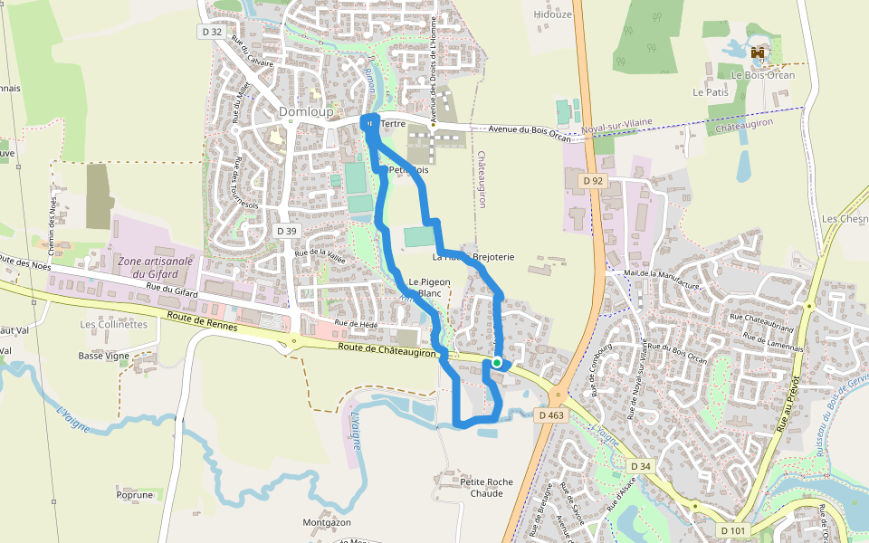 La vallée du Rimon walking route map in Châteaugiron