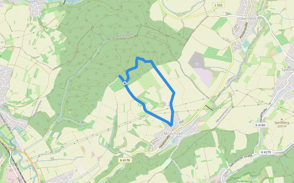 Rundwanderweg Meckesheim Salzberg 5: Mönchzell-Weg walking route map in Meckesheim