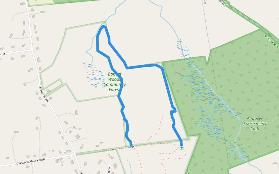 Bobcat Woods Trail walking route map in Bolton