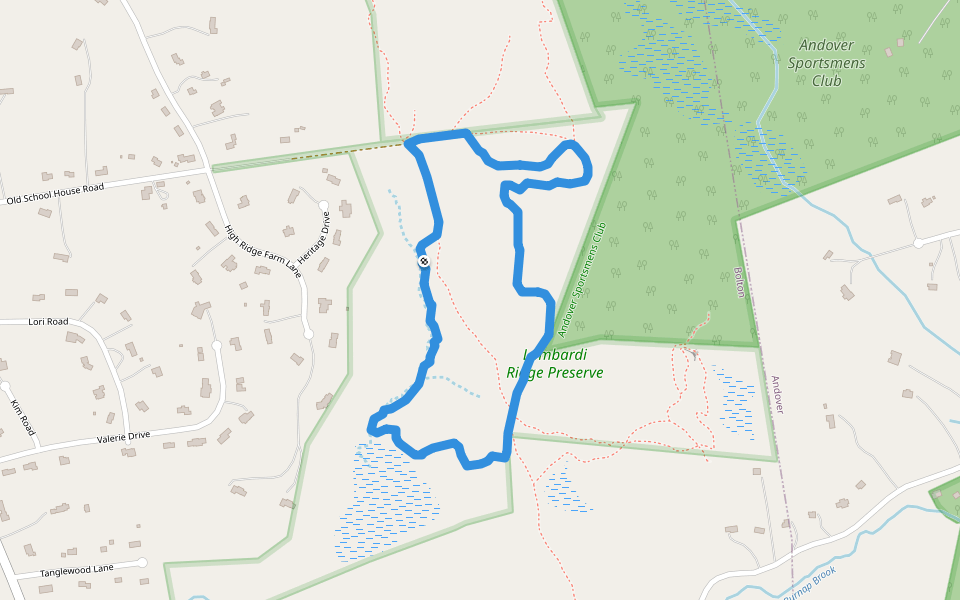 Lombardi Ridge Trail walking route map in Bolton