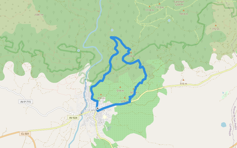 R1: La Tijera walking route map in Candeleda