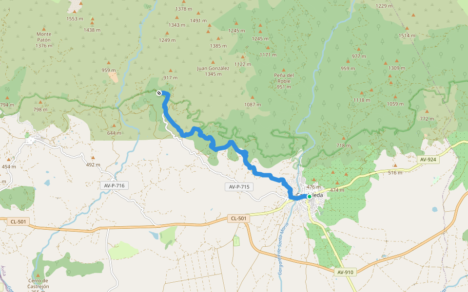 R4: Senda de Chilla walking route map in Candeleda