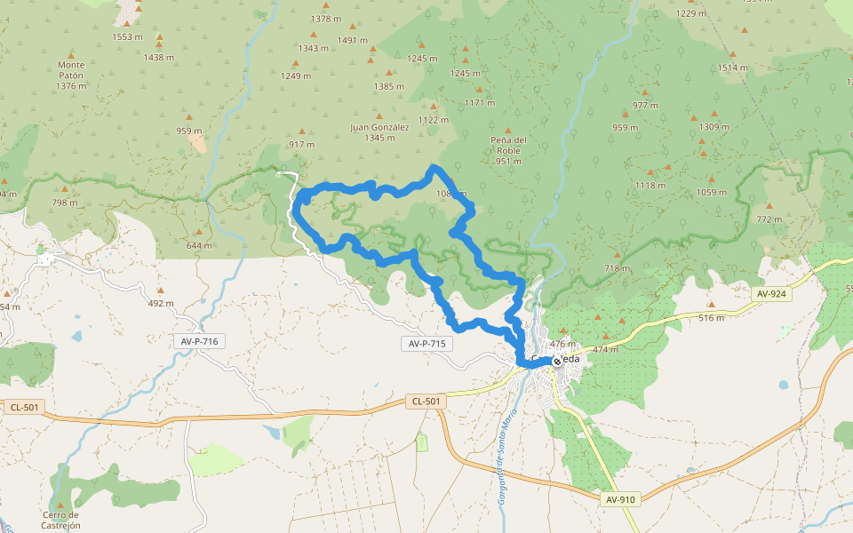 R5: Los Cabreros walking route map in Candeleda
